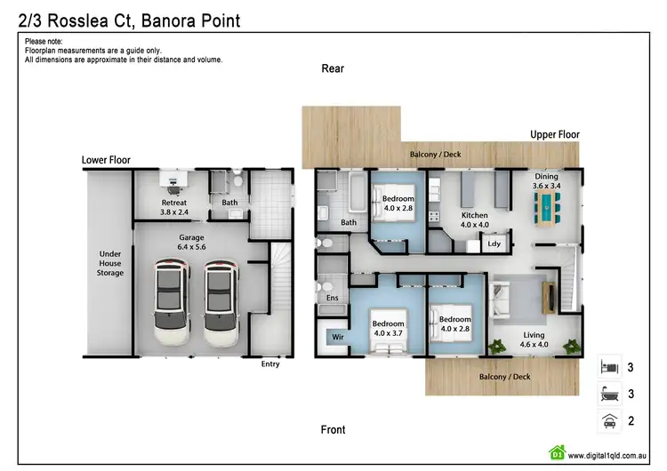 Floorplan of Homely semi-detached listing, 2/3 Rosslea Court, Banora Point NSW 2486