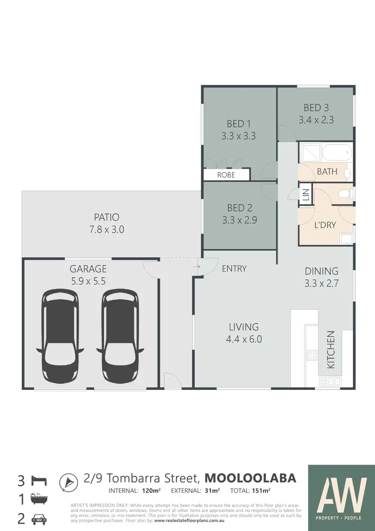 Floorplan of Homely semi-detached listing, 2/9 Tombarra Street, Mooloolaba QLD 4557