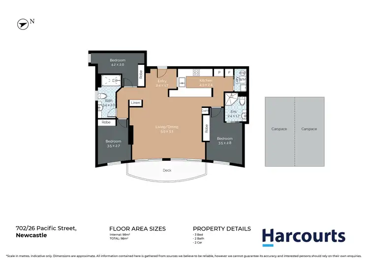 Floorplan of Homely apartment listing, 702/26 Pacific Street, Newcastle NSW 2300