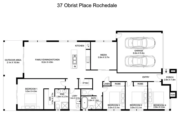 Floorplan of Homely house listing, 37 Obrist Place, Rochedale QLD 4123