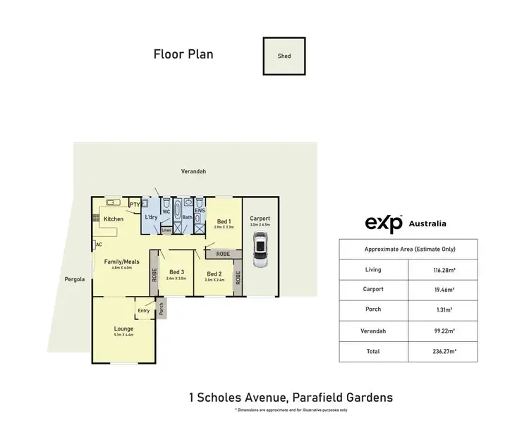 Floorplan of Homely house listing, 1 Scholes Avenue, Parafield Gardens SA 5107