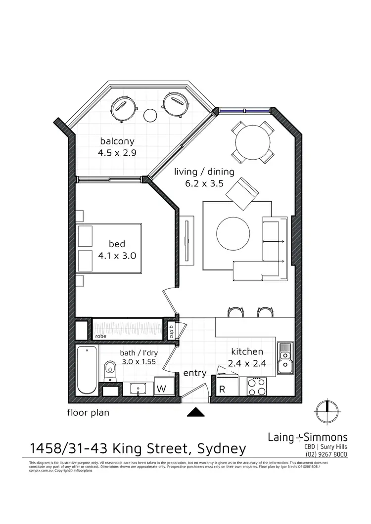 Floorplan of Homely apartment listing, 1458/31-43 King Street, Sydney NSW 2000