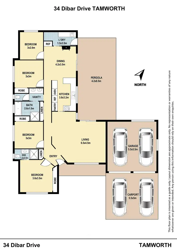 Floorplan of Homely house listing, 34 Dibar Drive, Tamworth NSW 2340