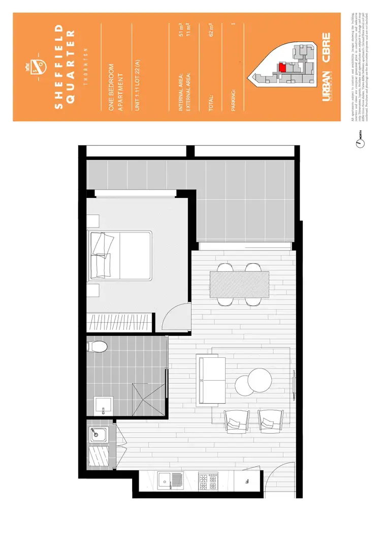 Floorplan of Homely apartment listing, 111/60 Lord Sheffield Circuit, Penrith NSW 2750