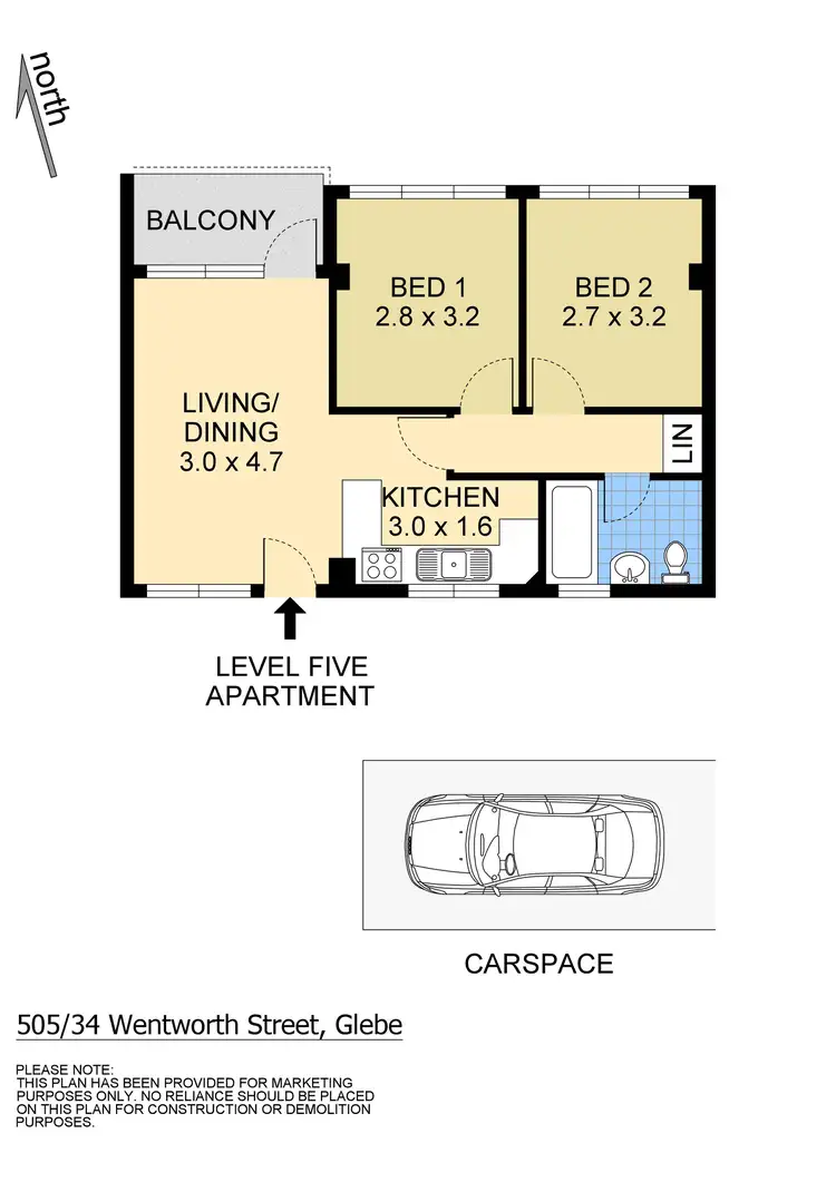 Floorplan of Homely apartment listing, 505/34 Wentworth Street, Glebe NSW 2037