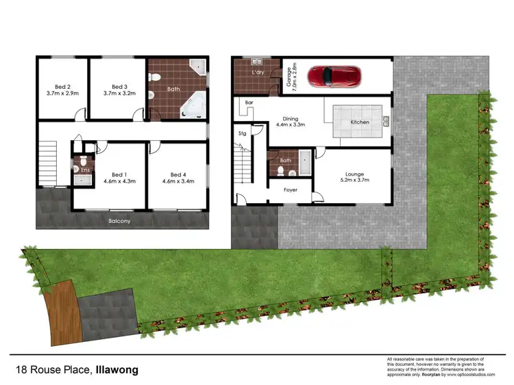 Floorplan of Homely semi-detached listing, 1/18 Rouse Place, Illawong NSW 2234