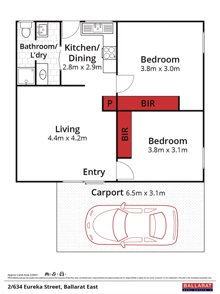 Floorplan of Homely unit listing, 2/634 Eureka Street, Ballarat East VIC 3350