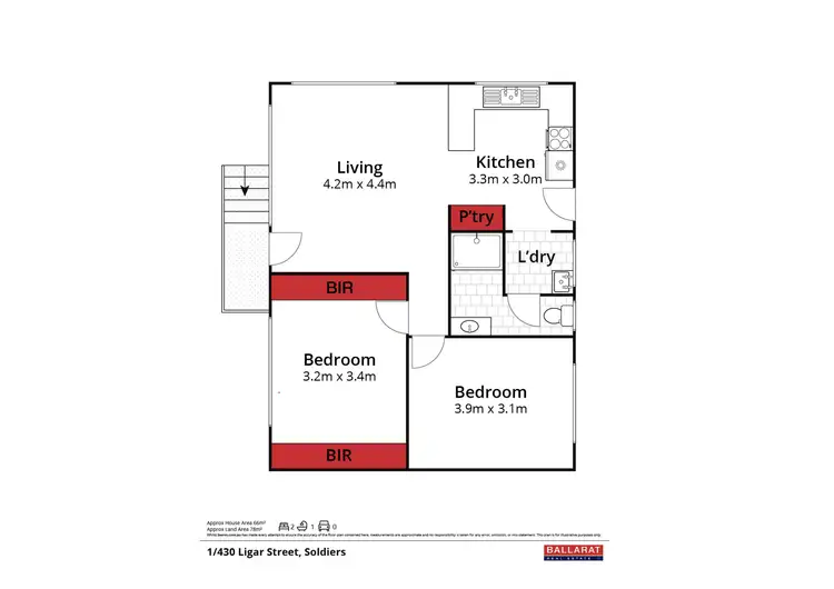 Floorplan of Homely unit listing, 1/430 Ligar Street, Soldiers Hill VIC 3350