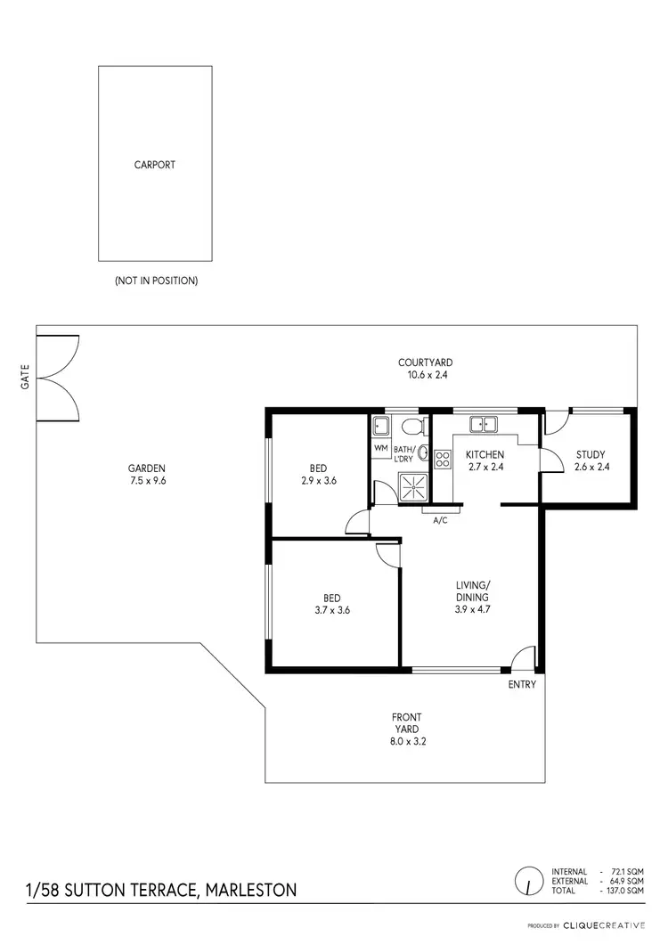 Floorplan of Homely unit listing, 1/58 Sutton Terrace, Marleston SA 5033