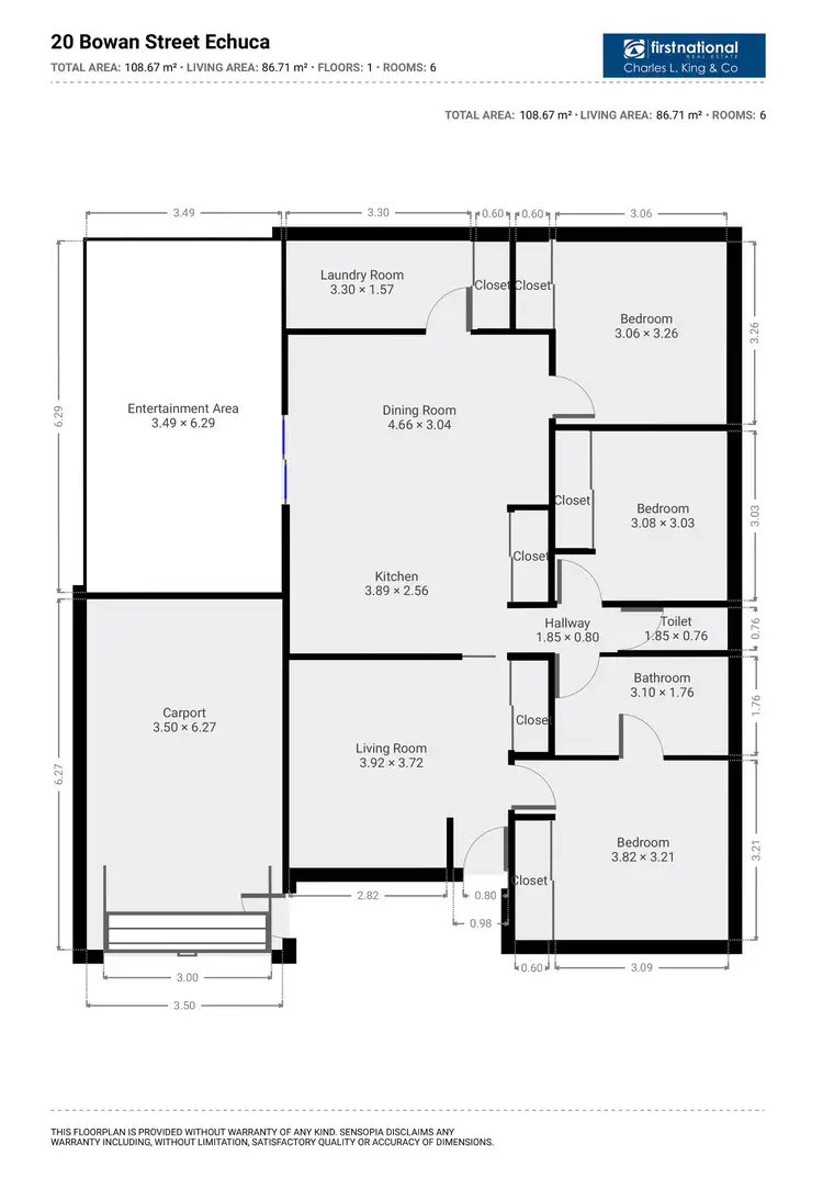 Floorplan of Homely house listing, 20 Bowen Street, Echuca VIC 3564