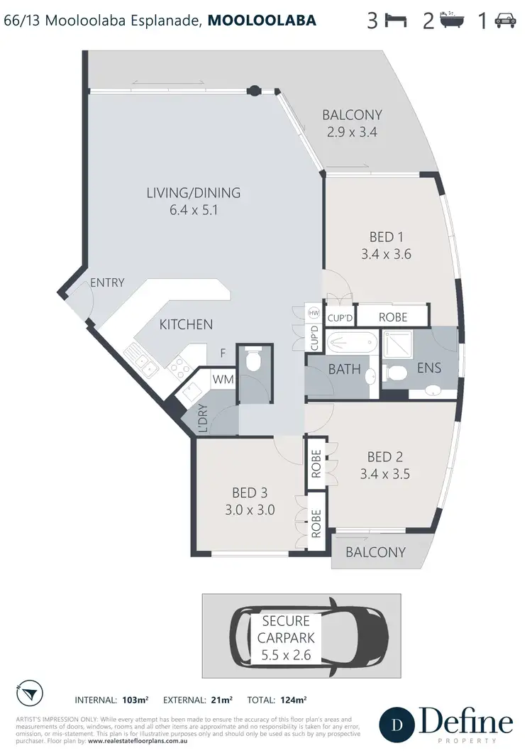 Floorplan of Homely apartment listing, 66/13 Mooloolaba Esplanade, Mooloolaba QLD 4557