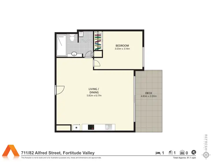 Floorplan of Homely apartment listing, 711/82 Alfred Street, Fortitude Valley QLD 4006