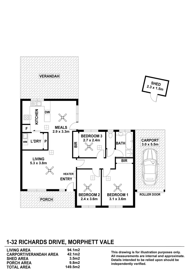 Floorplan of Homely unit listing, 1/32 Richards Drive, Morphett Vale SA 5162