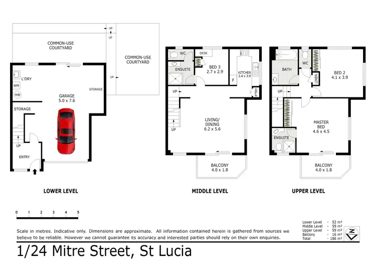 Floorplan of Homely townhouse listing, 1/24 Mitre Street, St Lucia QLD 4067