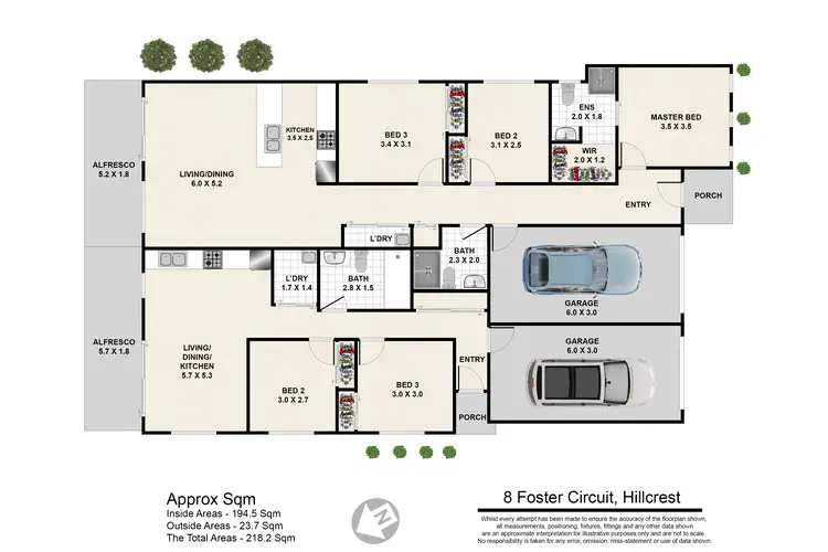 Floorplan of Homely semi-detached listing, 8 Foster Circuit, Hillcrest QLD 4118