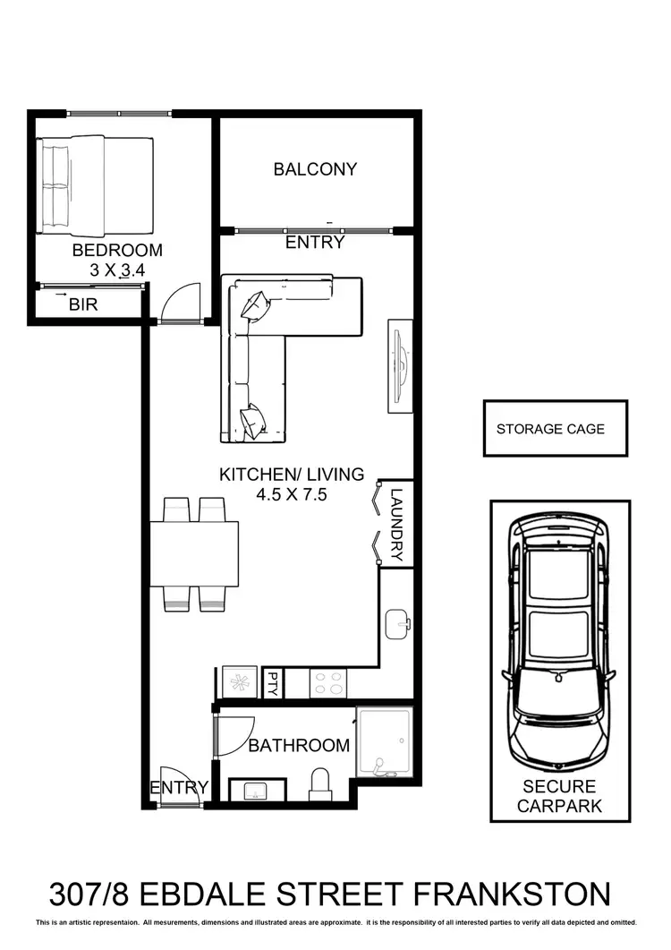 Floorplan of Homely apartment listing, Level 3 7/8 Ebdale Street, Frankston VIC 3199