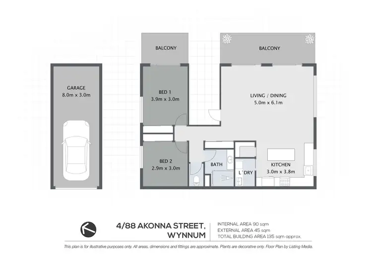 Floorplan of Homely unit listing, 4/88 Akonna Street, Wynnum QLD 4178