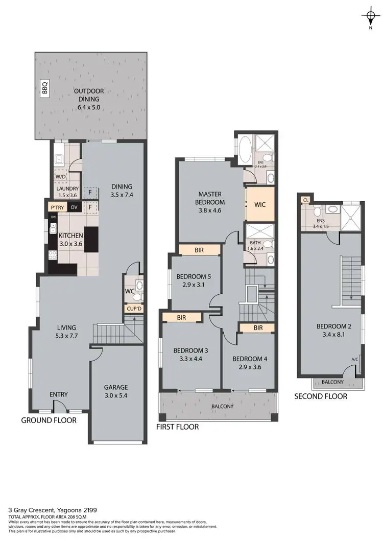 Floorplan of Homely semi-detached listing, 3 Gray Crescent, Yagoona NSW 2199