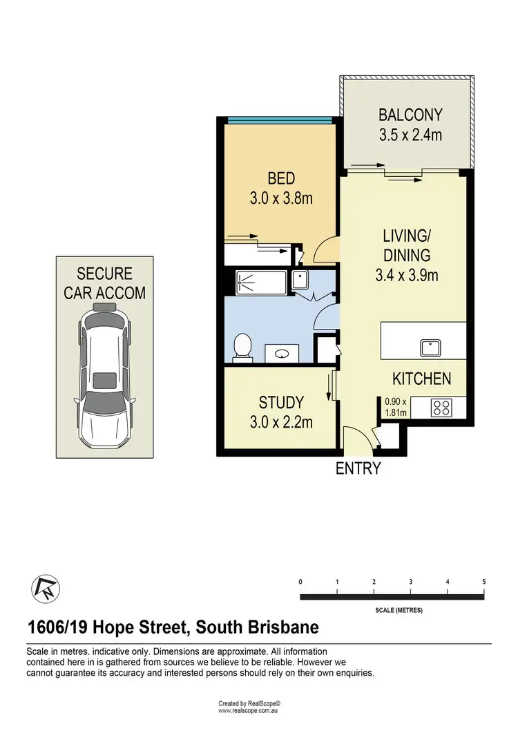 Floorplan of Homely apartment listing, 1606/19 Hope Street, South Brisbane QLD 4101