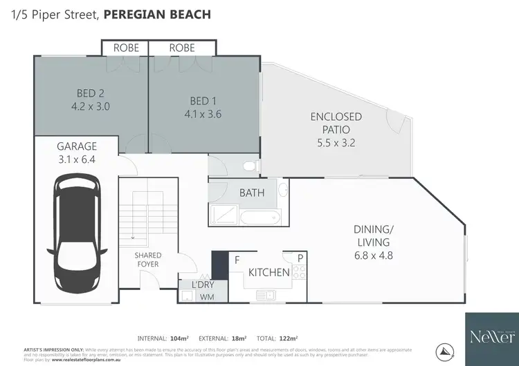 Floorplan of Homely unit listing, 1/5 Piper Street, Peregian Beach QLD 4573