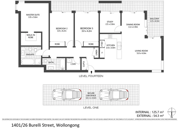 Floorplan of Homely apartment listing, 1401/26 Burelli Street, Wollongong NSW 2500