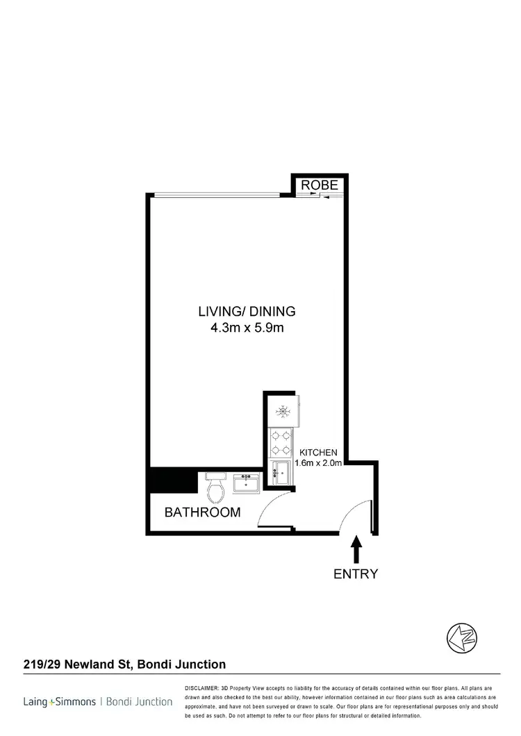 Floorplan of Homely studio listing, Level 2/25-29 Newland Street, Bondi Junction NSW 2022