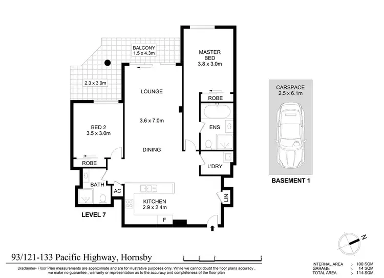 Floorplan of Homely apartment listing, 93/121-133 Pacific Highway, Hornsby NSW 2077