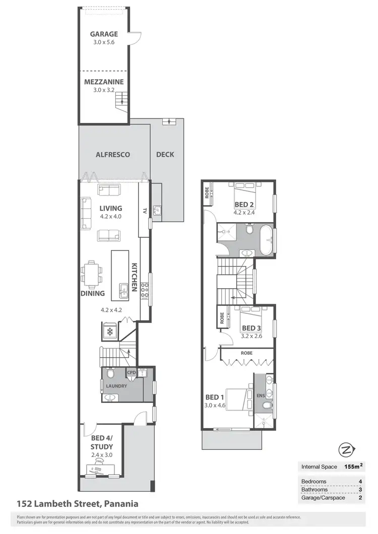 Floorplan of Homely semi-detached listing, 152 Lambeth Street, Panania NSW 2213