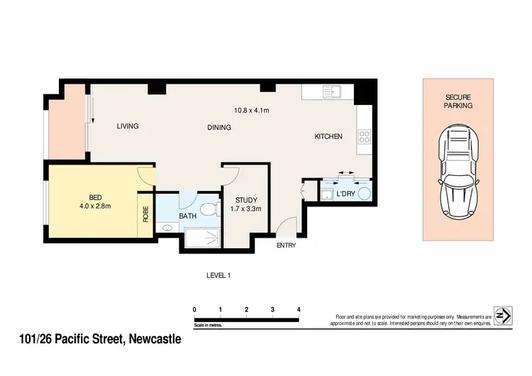 Floorplan of Homely apartment listing, 101/26 Pacific Street, Newcastle East NSW 2300