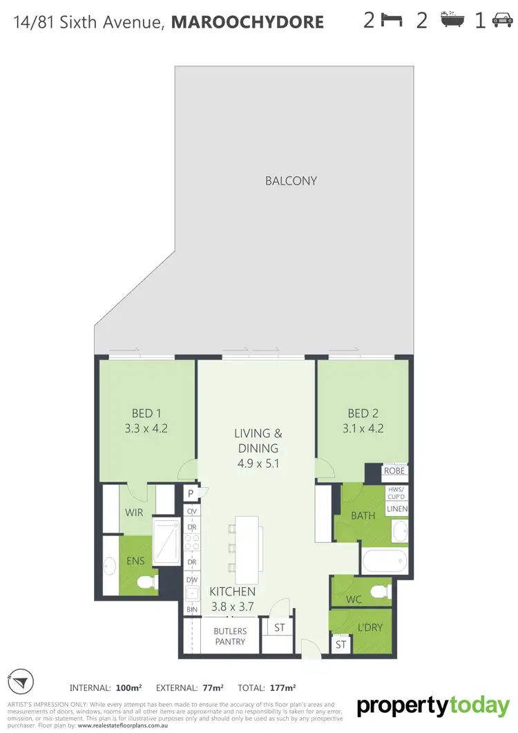 Floorplan of Homely unit listing, 14/81 Sixth Avenue, Maroochydore QLD 4558