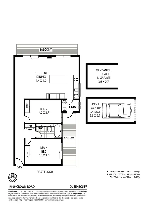 Floorplan of Homely apartment listing, Unit 1/109 Crown Road, Queenscliff NSW 2096