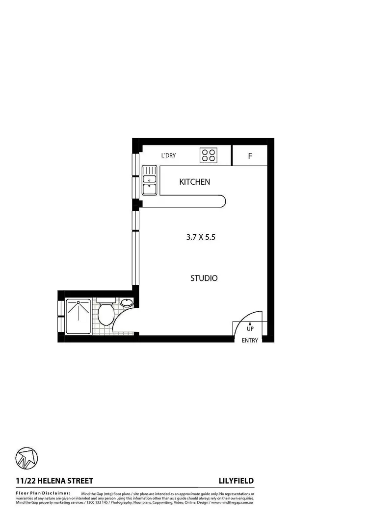 Floorplan of Homely studio listing, 11/22 Helena Street, Lilyfield NSW 2040