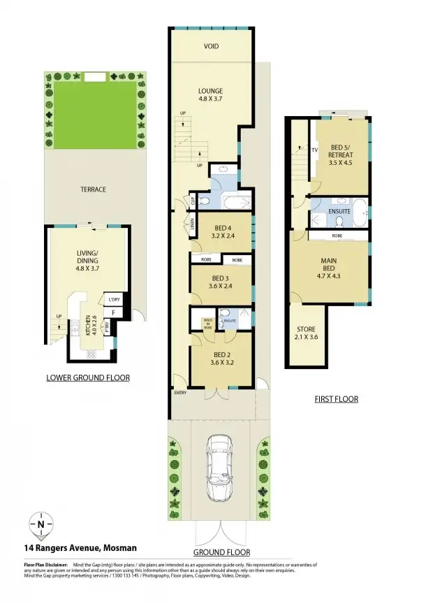Floorplan of Homely semi-detached listing, 14 Rangers Avenue, Mosman NSW 2088