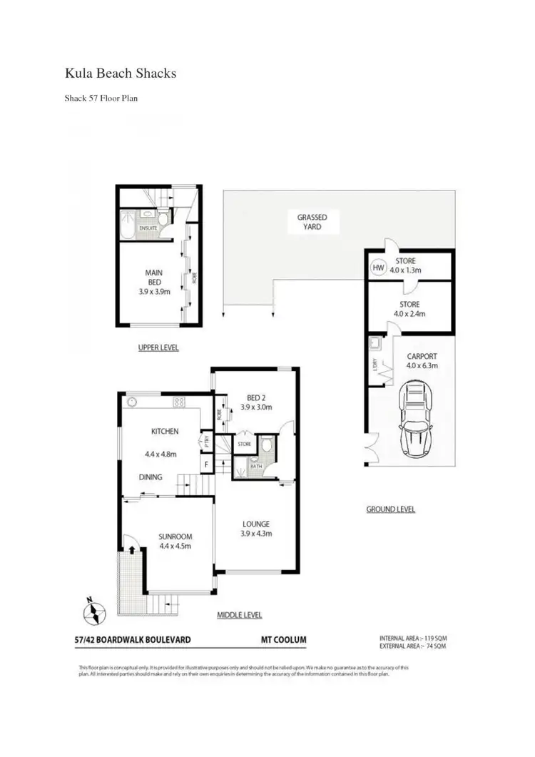 Floorplan of Homely townhouse listing, 57/42 Boardwalk Boulevard, Mount Coolum QLD 4573
