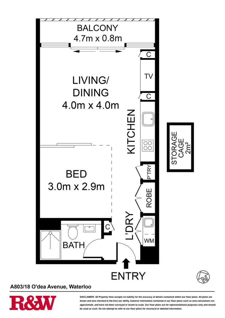 Floorplan of Homely apartment listing, A803/18 O'Dea Avenue, Waterloo NSW 2017