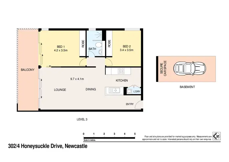 Floorplan of Homely apartment listing, 302/4 Honeysuckle Drive, Newcastle NSW 2300