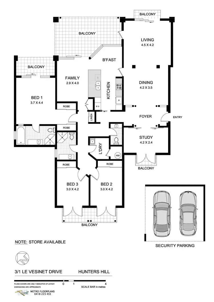 Floorplan of Homely apartment listing, 3/1 Le Vesinet Drive, Hunters Hill NSW 2110