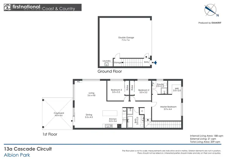 Floorplan of Homely semi-detached listing, 13A Cascade Circuit, Albion Park NSW 2527