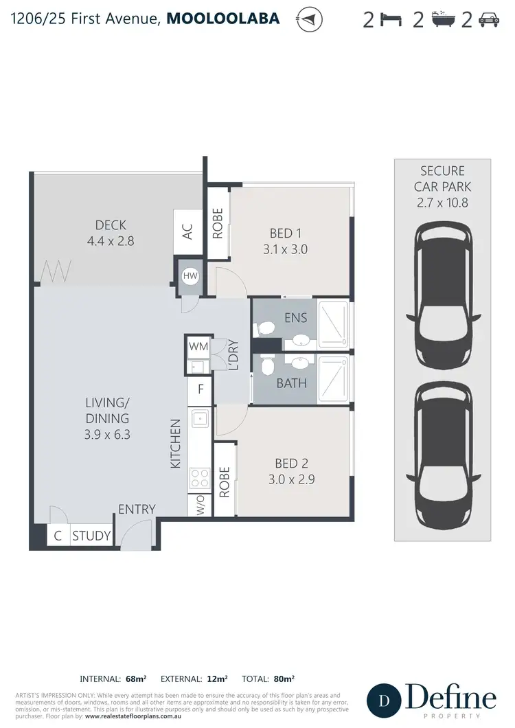 Floorplan of Homely apartment listing, 1206/25 First Avenue, Mooloolaba QLD 4557