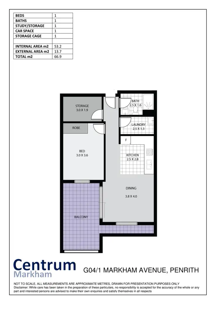 Floorplan of Homely apartment listing, 309/1 Markham Avenue, Penrith NSW 2750