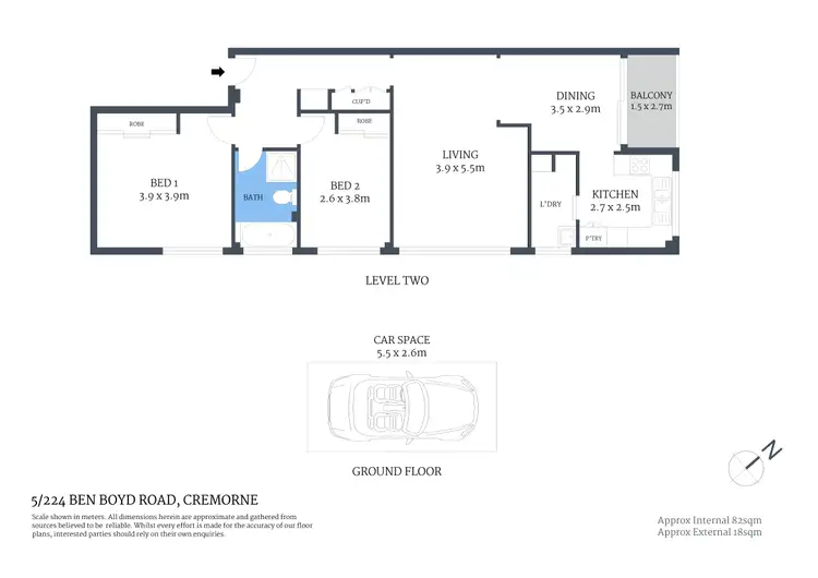 Floorplan of Homely apartment listing, 5/224 Ben Boyd Road, Cremorne NSW 2090