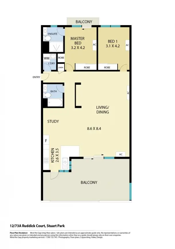 Floorplan of Homely unit listing, 12/73A Ruddick Circuit, Stuart Park NT 820