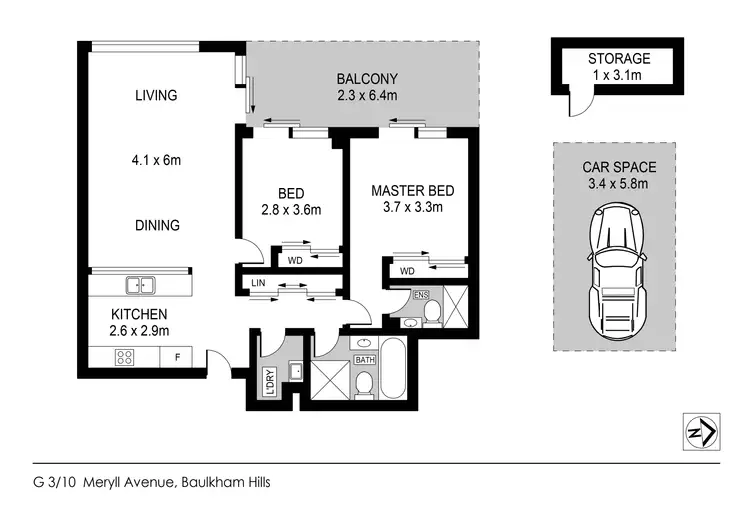 Floorplan of Homely apartment listing, G03/10-18 Meryll Ave Avenue, Baulkham Hills NSW 2153