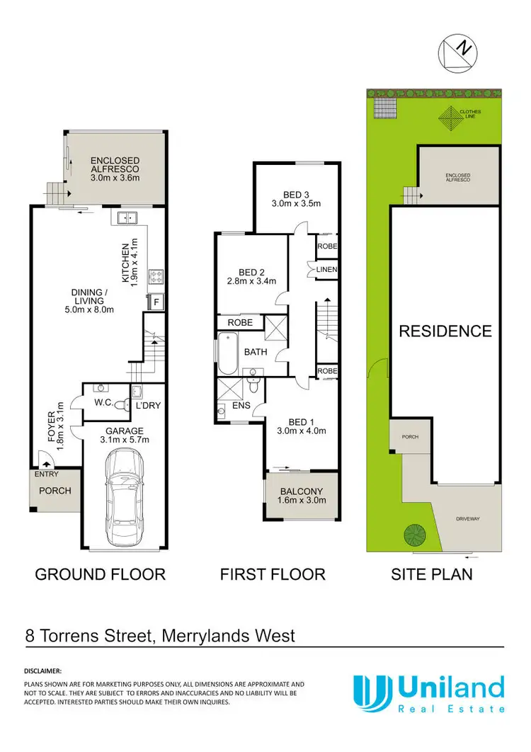 Floorplan of Homely semi-detached listing, 8 Torrens Street, Merrylands West NSW 2160