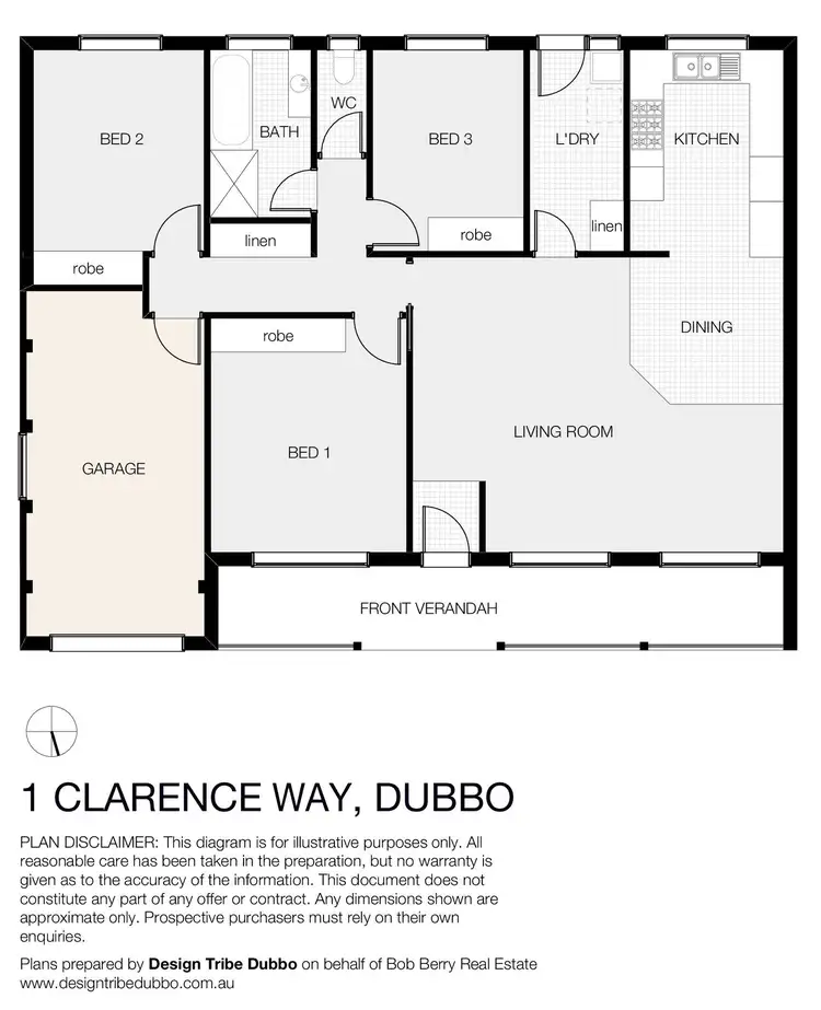 Floorplan of Homely semi-detached listing, 1 Clarence Way, Dubbo NSW 2830