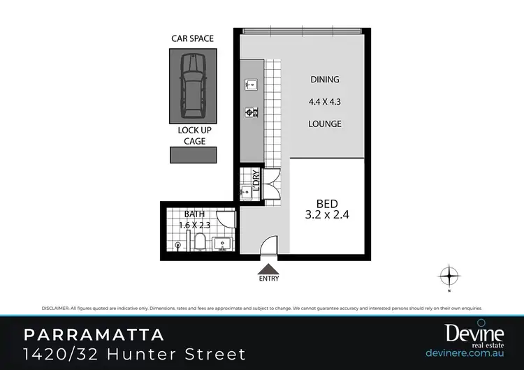 Floorplan of Homely apartment listing, 1420/32 Hunter Street, Parramatta NSW 2150