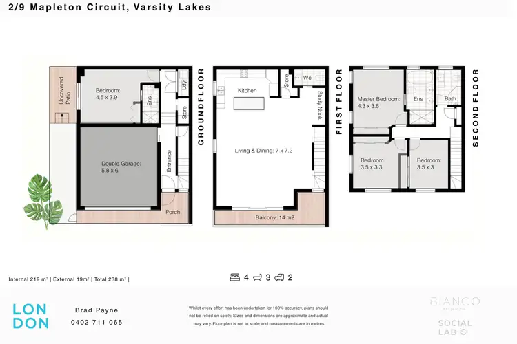 Floorplan of Homely townhouse listing, 2/9 Mapleton Circuit, Varsity Lakes QLD 4227