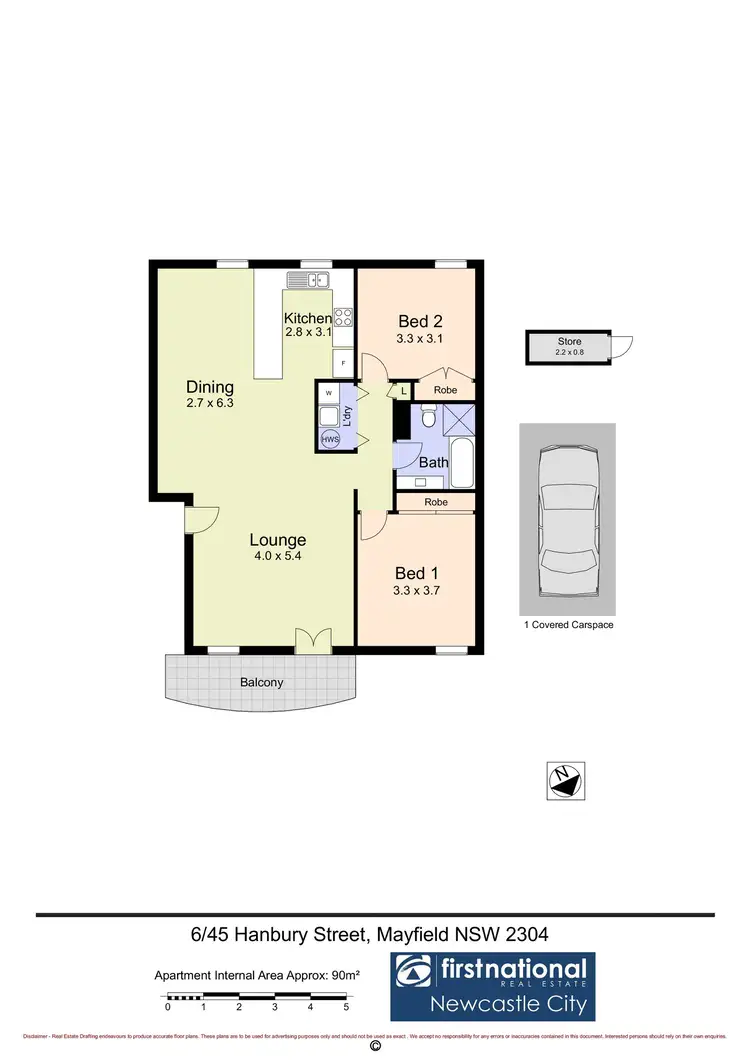 Floorplan of Homely unit listing, 6/45 Hanbury Street, Mayfield NSW 2304