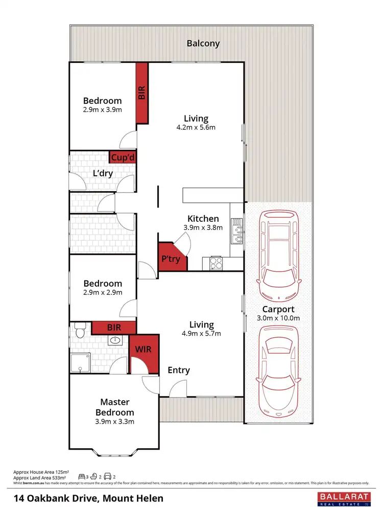 Floorplan of Homely house listing, 14 Oakbank Drive, Mount Helen VIC 3350