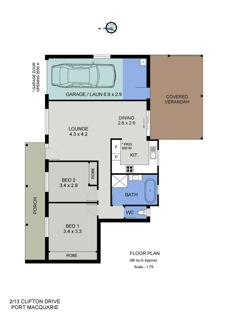 Floorplan of Homely villa listing, 2/13 Clifton Drive, Port Macquarie NSW 2444